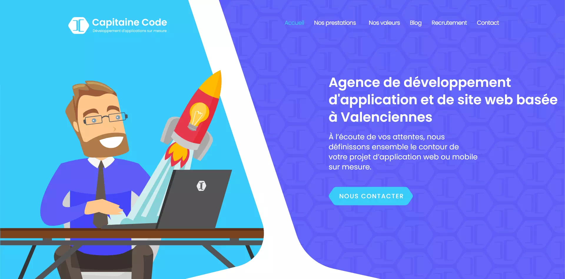 Visuel du site web de l'agence Capitaine Code, agence de développement de site web et d'application sur-mesure à Valenciennes